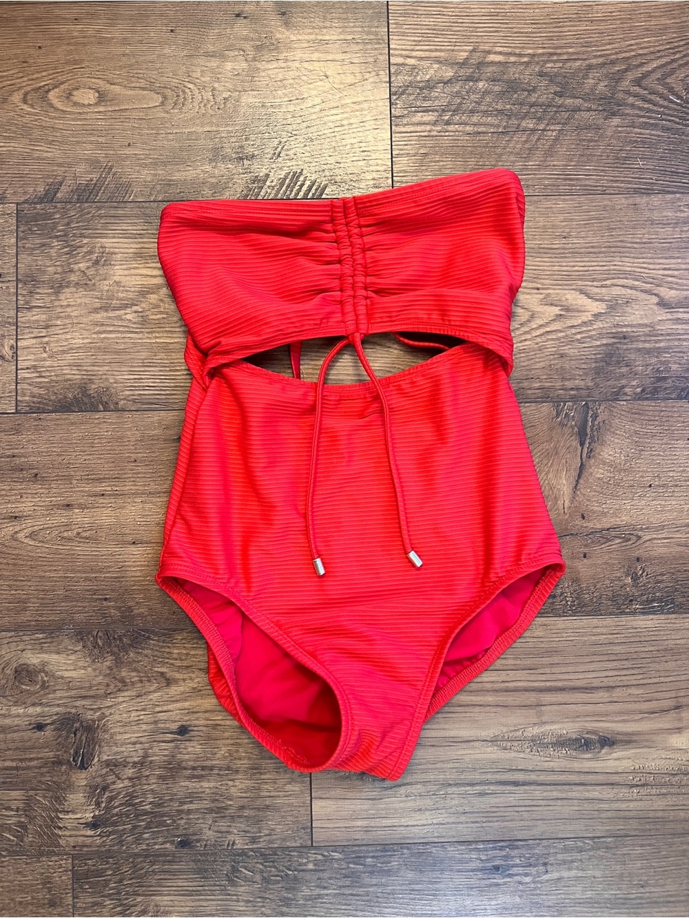 Time and Tru Red Girls' Bandeau One-Piece Swimsuit with Front Tie